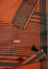 Orange - Premium Soft Slub Cotton with Warli Weaving Border